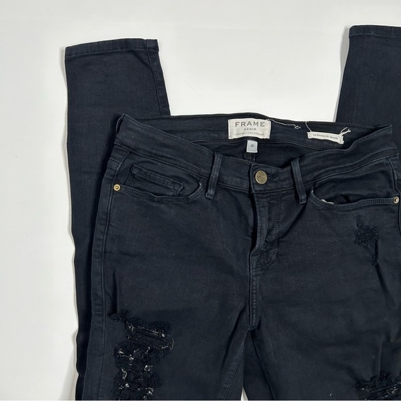 Frame Le Skinny De Jeanne Noir Ripped Jeans - Picture 6 of 16